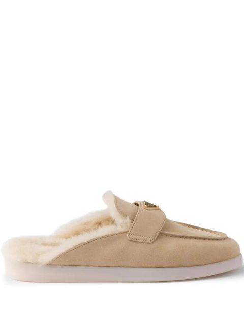 Prada suede shearling loafers - Neutrals - zdjęcie produktu nr 1