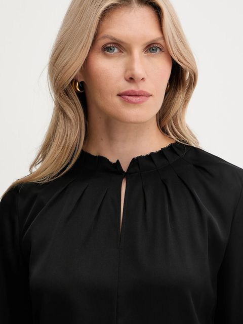 BOSS bluzka jedwabna damska kolor czarny gładka 50548224