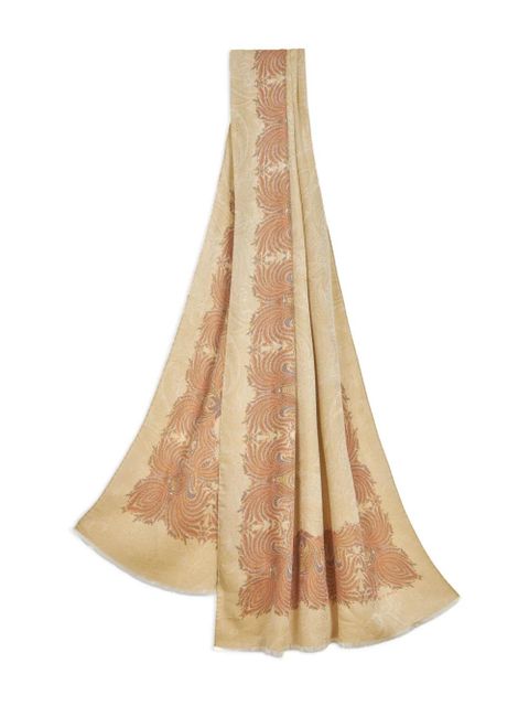 ETRO foliage-pattern scarf - Neutrals