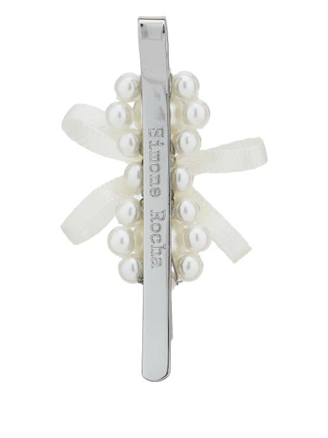 Simone Rocha pearl bow hair clip - White