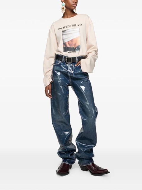 Acne Studios logo-print long-sleeve T-shirt - Neutrals - zdjęcie produktu nr 2