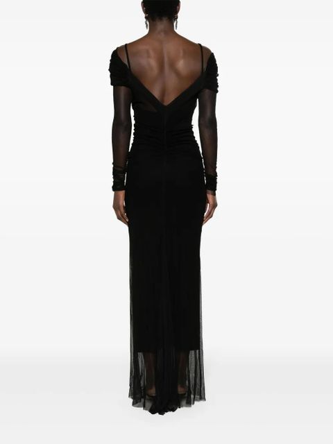 Christopher Esber off-shoulder tulle midi dress - Black