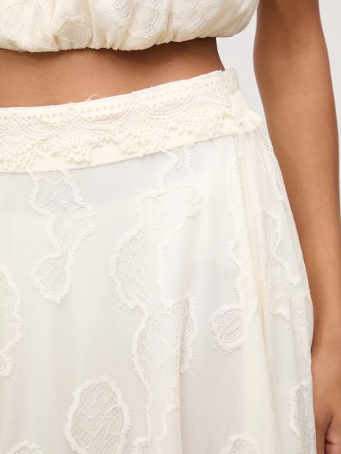 Answear.LAB spódnica kolor beżowy midi rozkloszowana