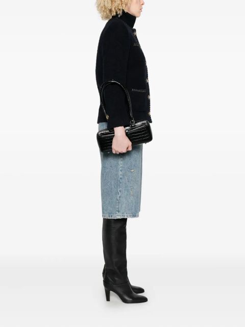 Self-Portrait crocodile-effect zip-top shoulder bag - Black - zdjęcie produktu nr 2