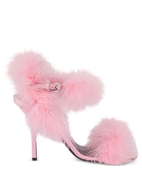 Moschino feather-embellished sandals - Pink - zdjęcie produktu nr 1