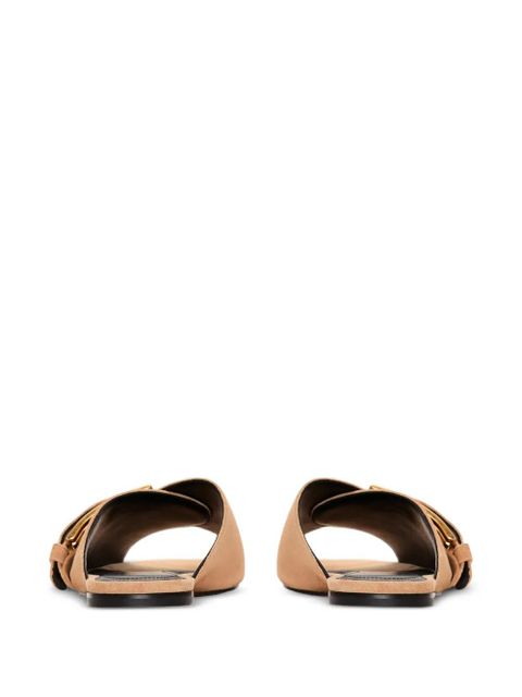 Balmain flat suede leather Anthem mules - Neutrals