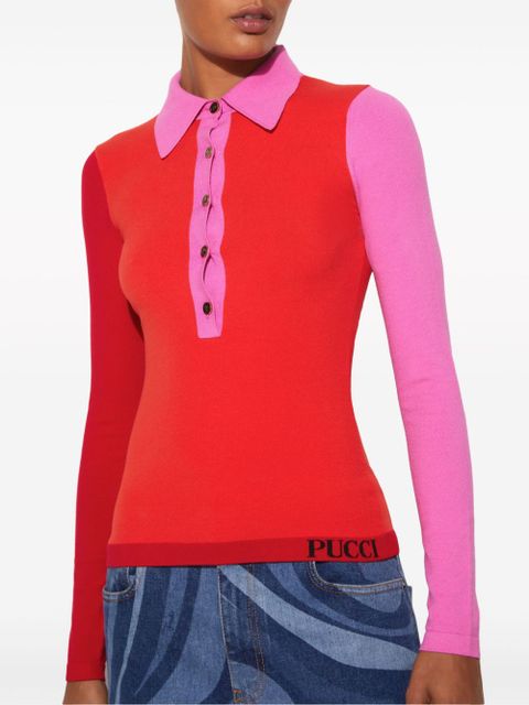 PUCCI colour-block knitted polo shirt - Red