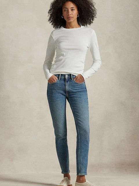 Polo Ralph Lauren jeansy damskie kolor niebieski 211969389