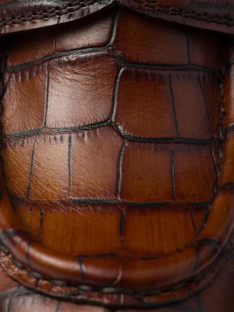 Prada crocodile-print logo loafers - Brown