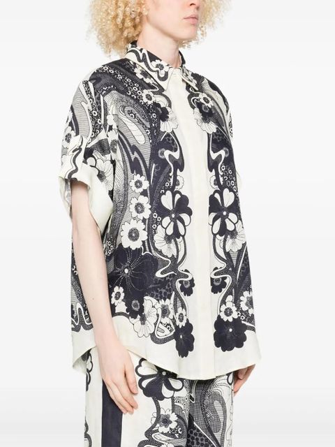 ALEMAIS floral-print short-sleeve shirt - Neutrals