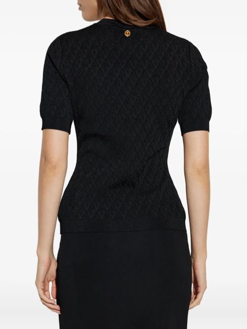 Versace textured short-sleeve top - Black