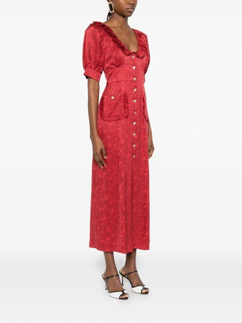 Alessandra Rich buttoned midi dress - Red - zdjęcie produktu nr 2