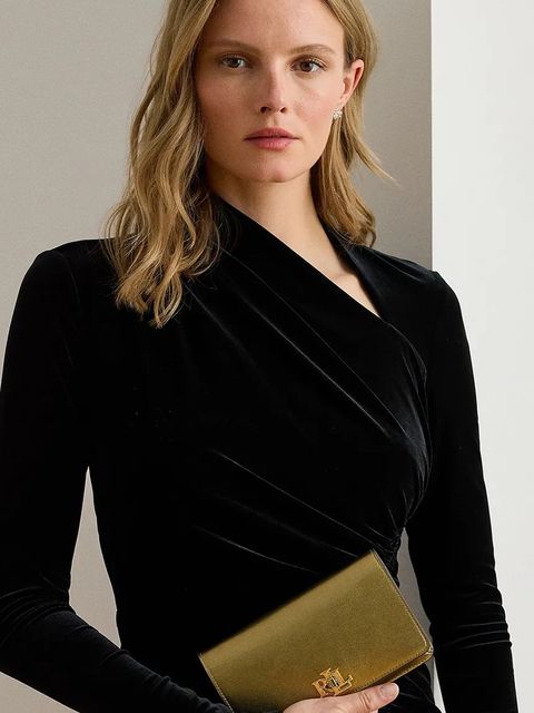 Lauren Ralph Lauren torebka skórzana kolor złoty 432P02411