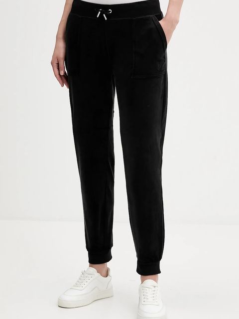 Juicy Couture spodnie dresowe welurowe damskie kolor czarny gładkie JCBBJ225802 - zdjęcie produktu nr 1