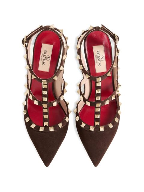 Valentino Garavani Rockstud suede pumps 100mm - Brown
