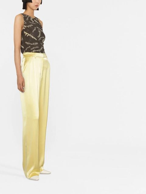 Nanushka Kezia satin wide-leg trousers - Yellow