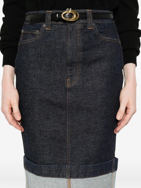 KHAITE Kendra cuffed midi skirt - Blue