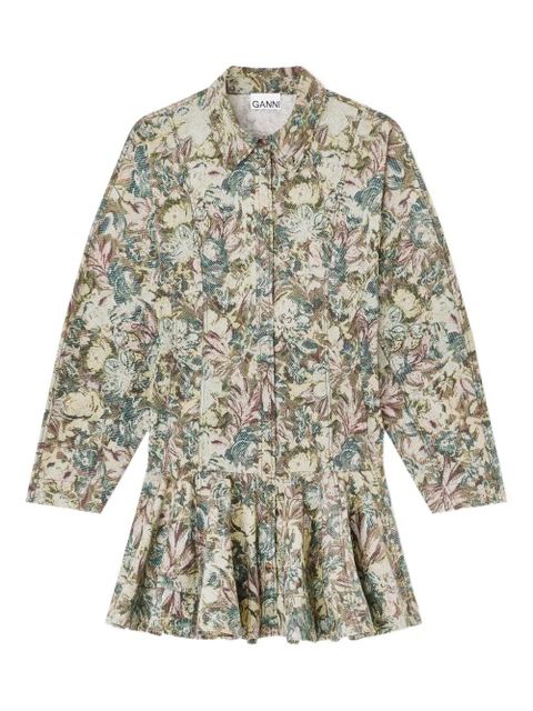 GANNI floral-print buttoned dress - Neutrals - zdjęcie produktu nr 1