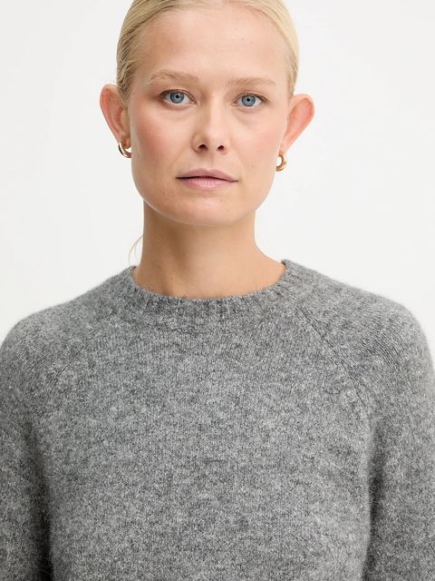 BOSS sweter z domieszką wełny damski kolor szary 50478315