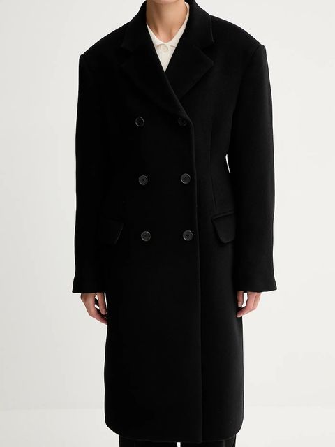 Filippa K płaszcz z dodatkiem wełny kolor czarny 31972