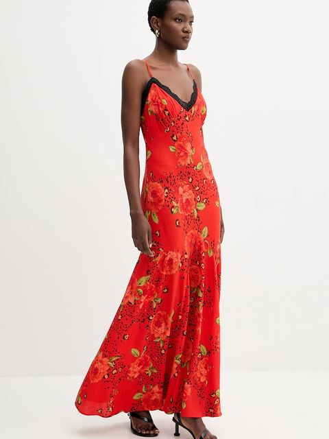 Never Fully Dressed sukienka kolor czerwony maxi rozkloszowana NFDDR3097 - zdjęcie produktu nr 2