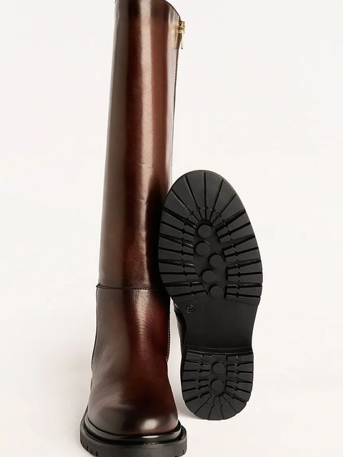 Karl Lagerfeld kozaki BINKY damskie kolor brązowy na płaskim obcasie KL47595