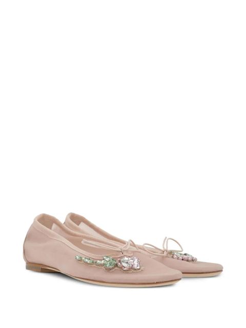 Simone Rocha rhinestone-appliqué mesh ballet flats - Neutrals - zdjęcie produktu nr 2