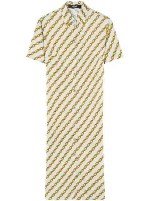 Versace Chain Stripes midi shirt dress - Neutrals - zdjęcie produktu nr 1