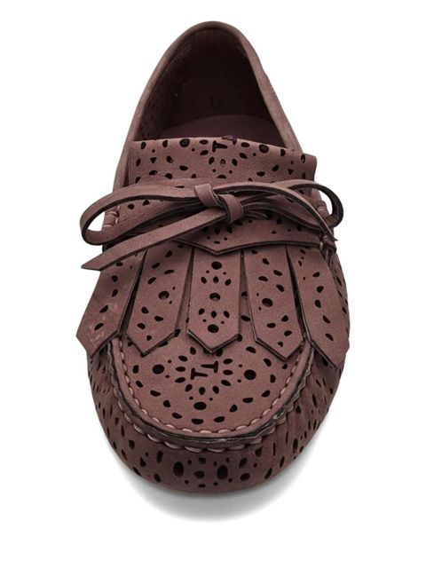 Tod's laser cut bow loafers - Brown