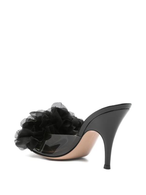Gianvito Rossi flower-detail heeled sandals - Black