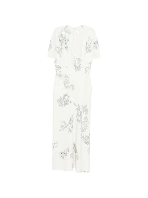 Victoria Beckham floral-print midi dress - White - zdjęcie produktu nr 1