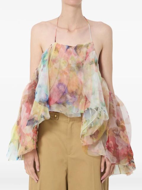 ZIMMERMANN Luna ruffled puff-sleeve blouse - Multicolour - zdjęcie produktu nr 1