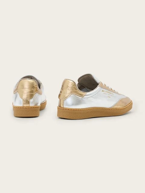 AllSaints sneakersy skórzane Thelma Metallic Sneaker damskie kolor srebrny W072FB - zdjęcie produktu nr 2