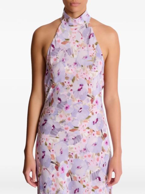 Balmain Poppy Flower halterneck dress - Purple