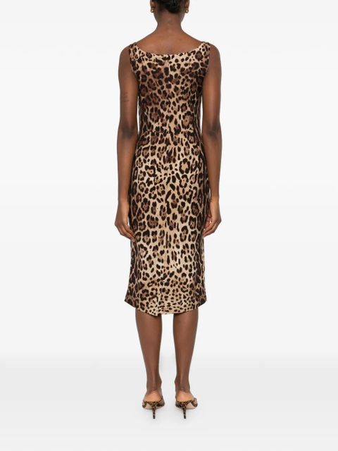 Dolce & Gabbana animal-print sleeveless midi dress - Brown