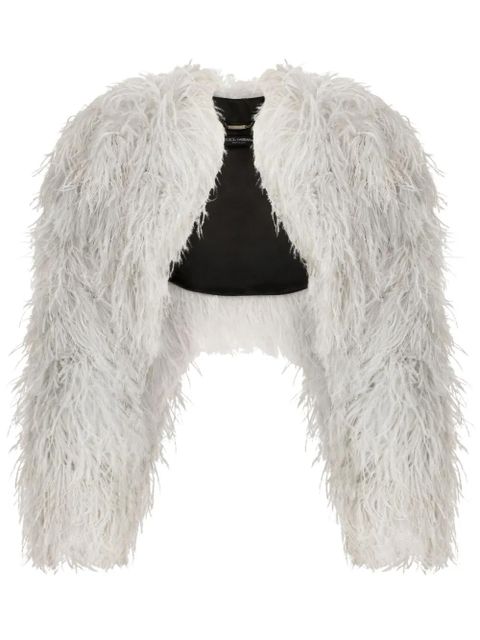 Dolce & Gabbana KIM DOLCE&GABBANA feather-trim bolero jacket - Grey - zdjęcie produktu nr 1