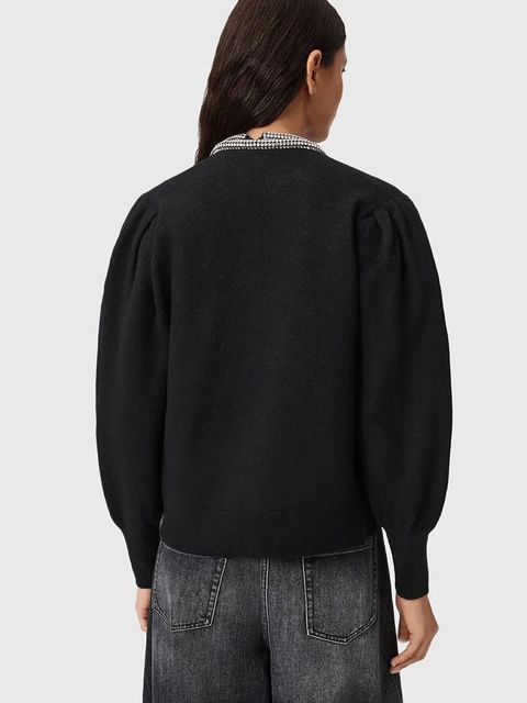 AllSaints kardigan wełniany ODELL damski kolor czarny W033KD