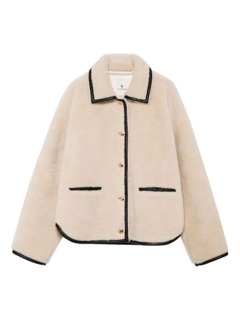 ANINE BING piped camden teddy jacket - Neutrals - zdjęcie produktu nr 1