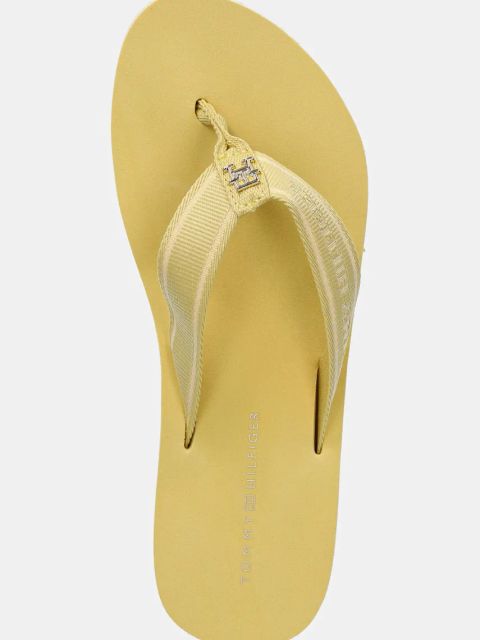 Tommy Hilfiger japonki HILFIGER WEBBING BEACH SANDAL damskie kolor żółty na płaskim obcasie FW0FW08515