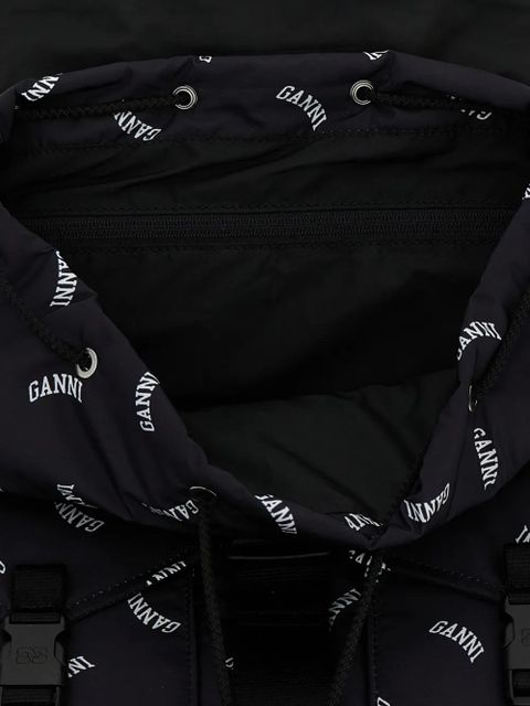 GANNI logo-print buckle backpack - Black
