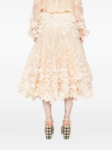 ZIMMERMANN floral-applique midi skirt - Neutrals