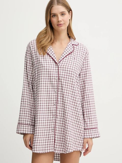 Tommy Hilfiger koszula nocna damska kolor bordowy bawełniana UW0UW06147