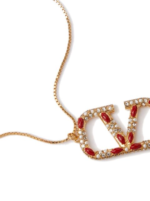 Valentino Garavani VLogo Signature crystal-embellished necklace - Gold
