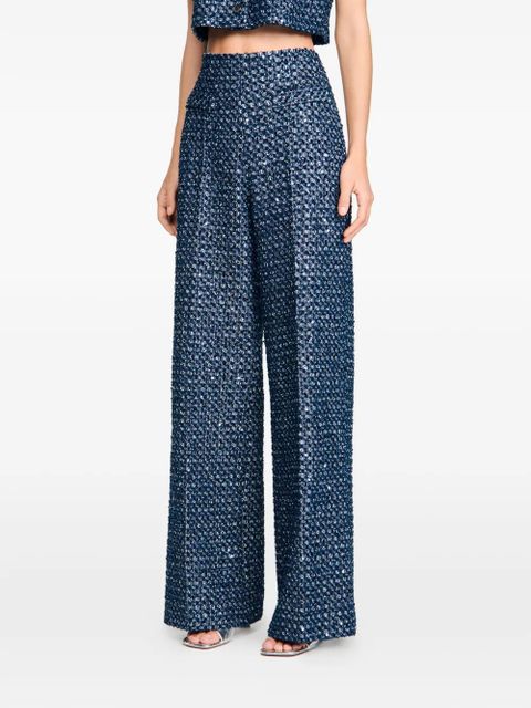 SANDRO sequin-embellished straight trousers - Blue