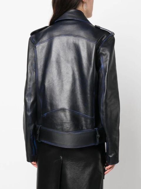 Off-White contrast-trim leather jacket - Black