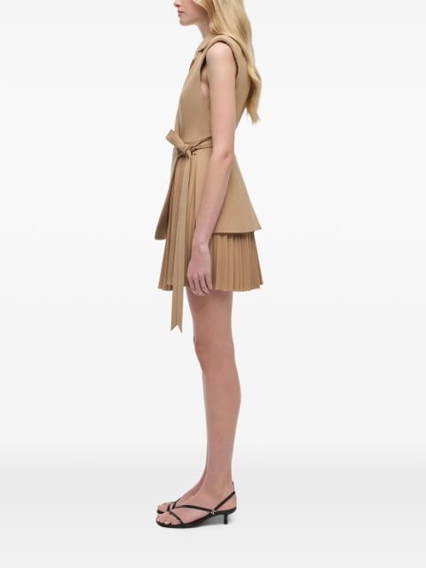 Simkhai Eman pleated layered mini dress - Neutrals