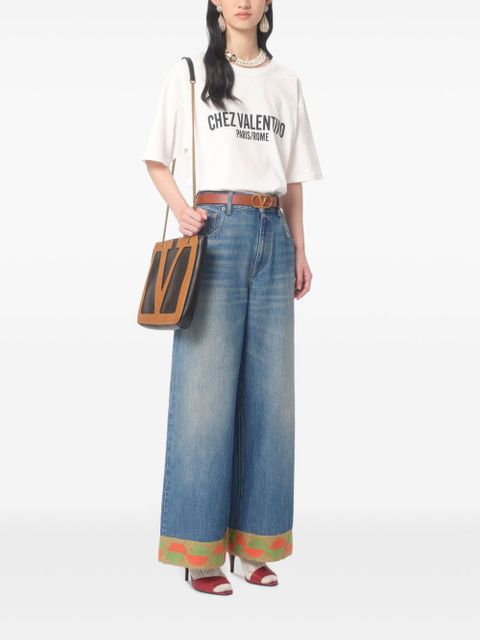 Valentino Garavani jacquard-trim jeans - Blue