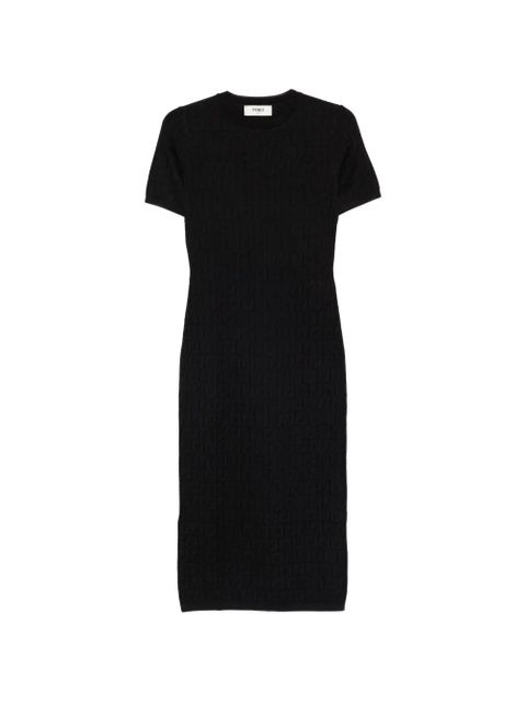 FENDI jacquard short-sleeve midi dress - Black - zdjęcie produktu nr 1