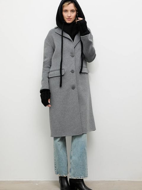 Answear.LAB kaptur z wełną merino kolor czarny - zdjęcie produktu nr 2