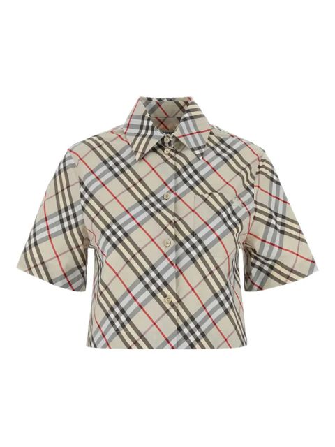 Burberry check-pattern short-sleeves shirt - Neutrals - zdjęcie produktu nr 1